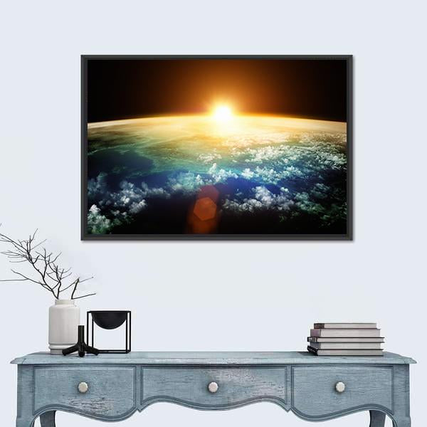 Sunset On Planet Earth Canvas Wall Art-1 Piece-Floating Frame-24" x 16"-Tiaracle