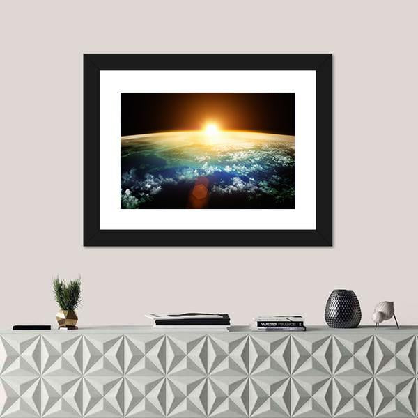 Sunset On Planet Earth Canvas Wall Art-1 Piece-Framed Print-20" x 16"-Tiaracle