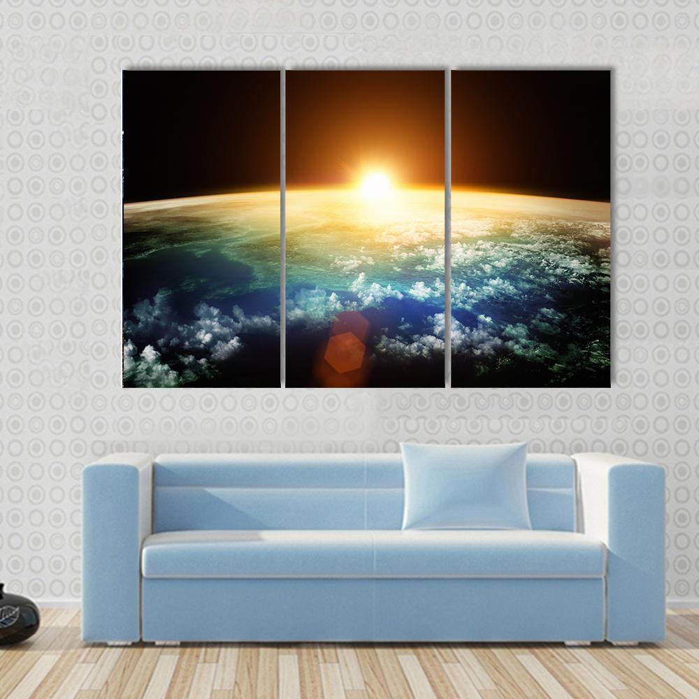 Sunset On Planet Earth Canvas Wall Art-3 Horizontal-Gallery Wrap-37" x 24"-Tiaracle