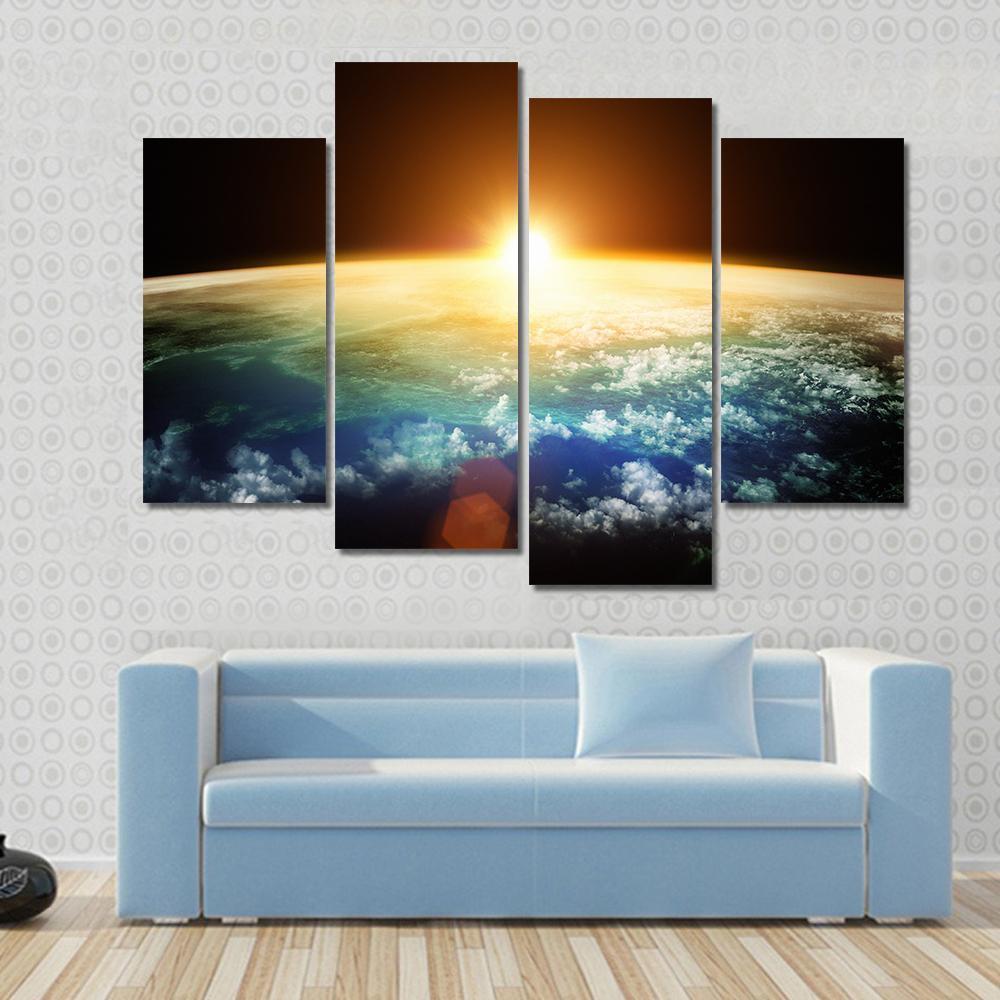 Sunset On Planet Earth Canvas Wall Art-4 Pop-Gallery Wrap-50" x 32"-Tiaracle