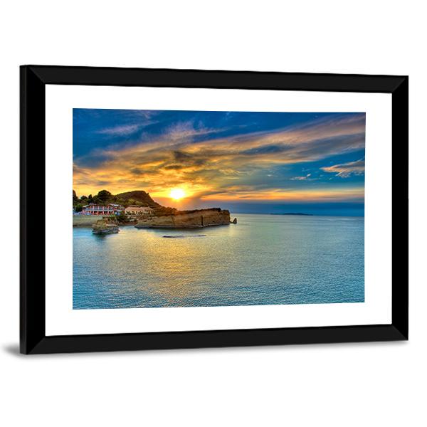 Sunset Over Corfu Island Canvas Wall Art-3 Horizontal-Gallery Wrap-25" x 16"-Tiaracle