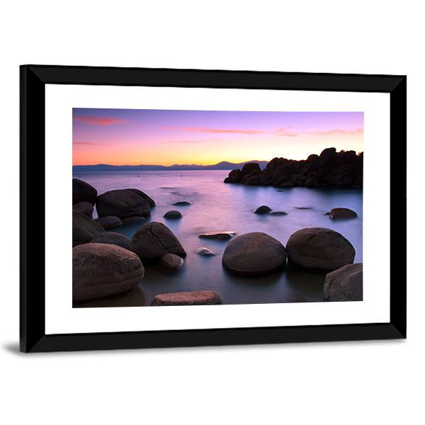 Sunset Over Lake Tahoe Canvas Wall Art-3 Horizontal-Gallery Wrap-25" x 16"-Tiaracle