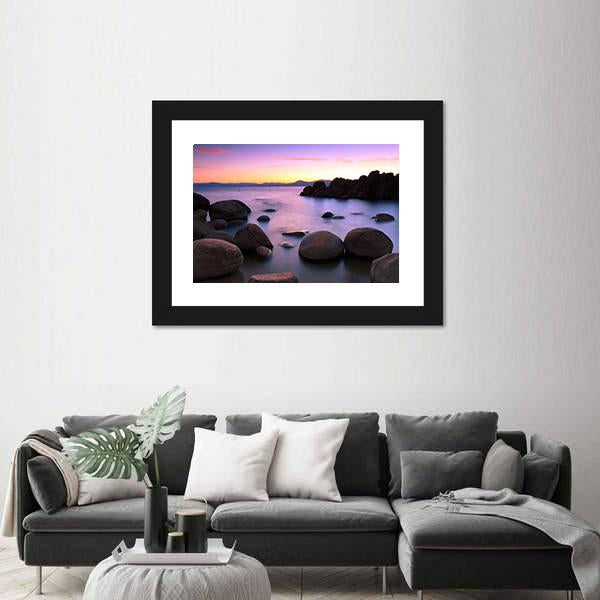 Sunset Over Lake Tahoe Canvas Wall Art-3 Horizontal-Gallery Wrap-25" x 16"-Tiaracle