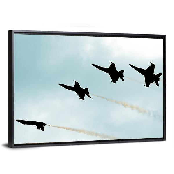 Supersonic Jets Silhouettes Canvas Wall Art-3 Horizontal-Gallery Wrap-25" x 16"-Tiaracle