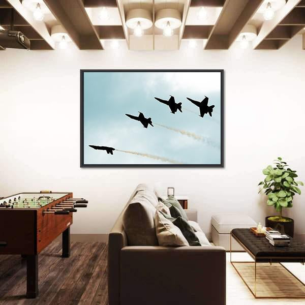 Supersonic Jets Silhouettes Canvas Wall Art-3 Horizontal-Gallery Wrap-25" x 16"-Tiaracle