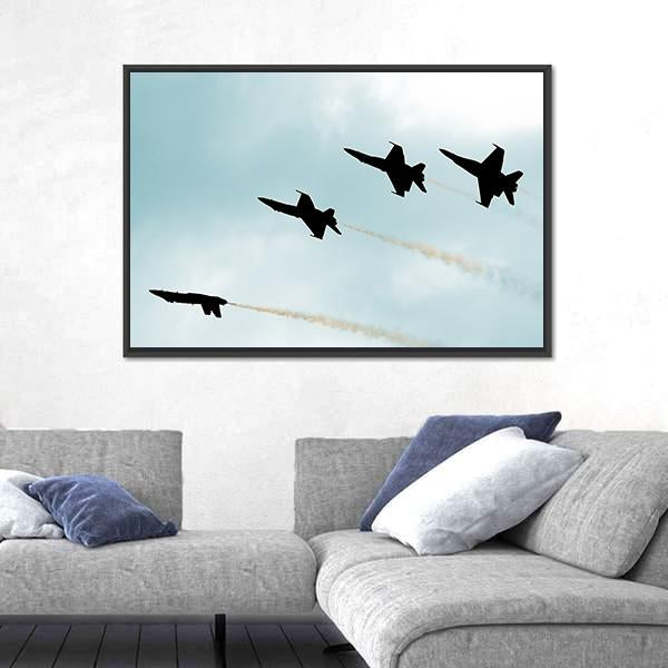 Supersonic Jets Silhouettes Canvas Wall Art-3 Horizontal-Gallery Wrap-25" x 16"-Tiaracle