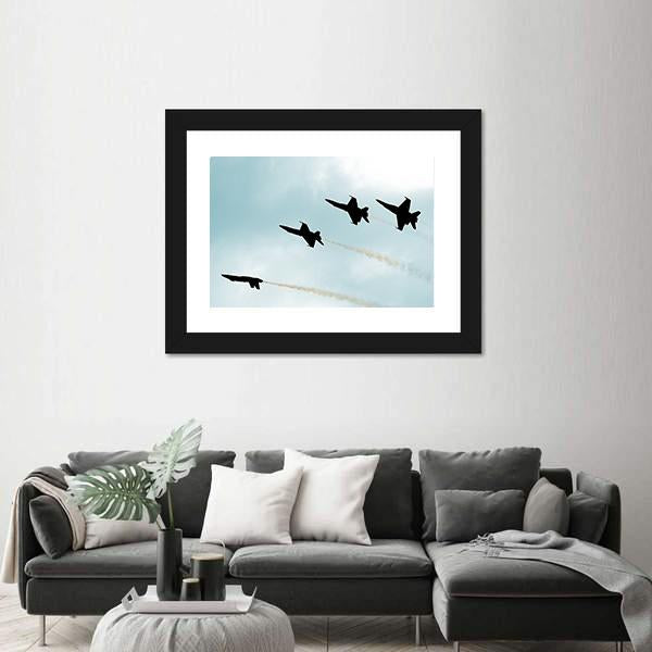 Supersonic Jets Silhouettes Canvas Wall Art-3 Horizontal-Gallery Wrap-25" x 16"-Tiaracle