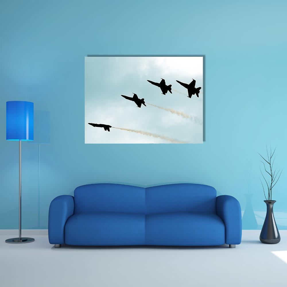 Supersonic Jets Silhouettes Canvas Wall Art-1 Piece-Gallery Wrap-48" x 32"-Tiaracle