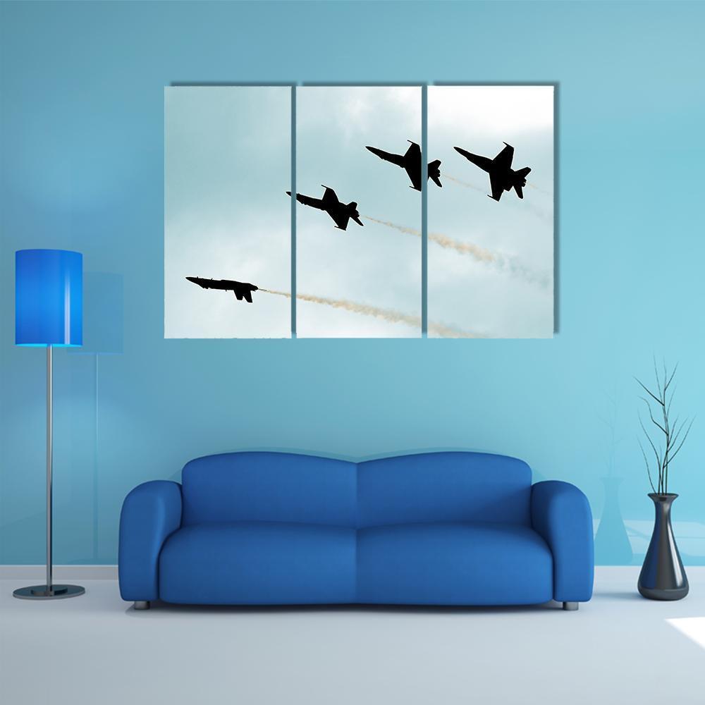 Supersonic Jets Silhouettes Canvas Wall Art-3 Horizontal-Gallery Wrap-37" x 24"-Tiaracle