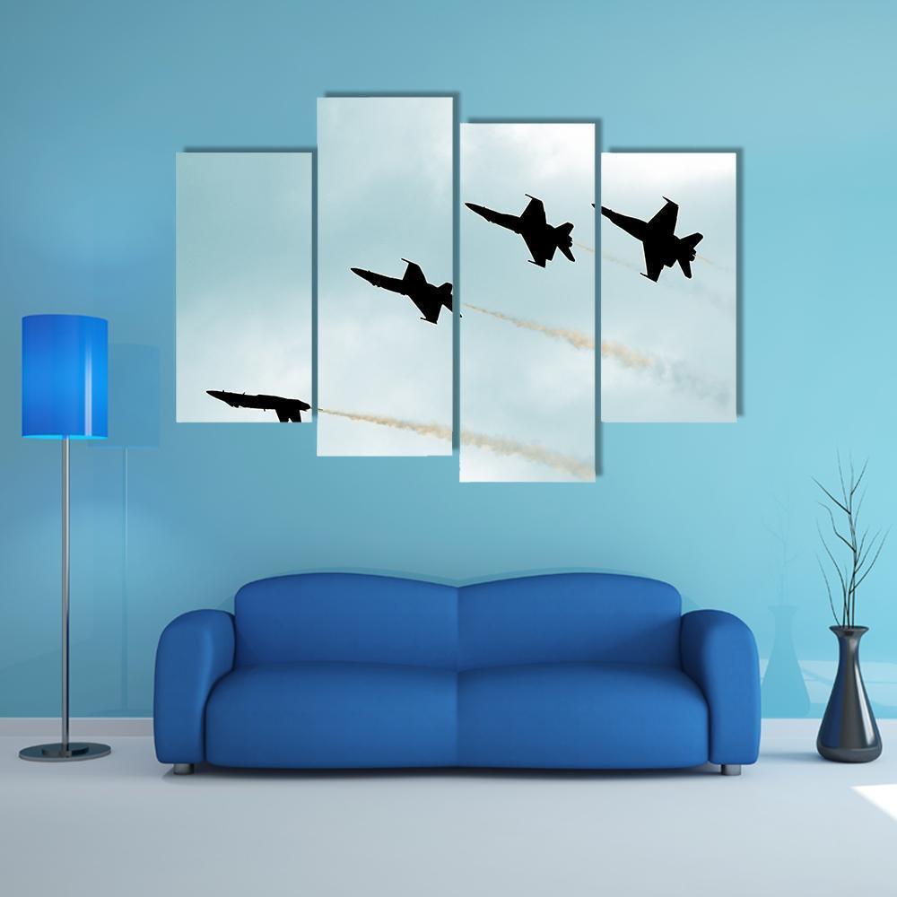 Supersonic Jets Silhouettes Canvas Wall Art-4 Pop-Gallery Wrap-50" x 32"-Tiaracle