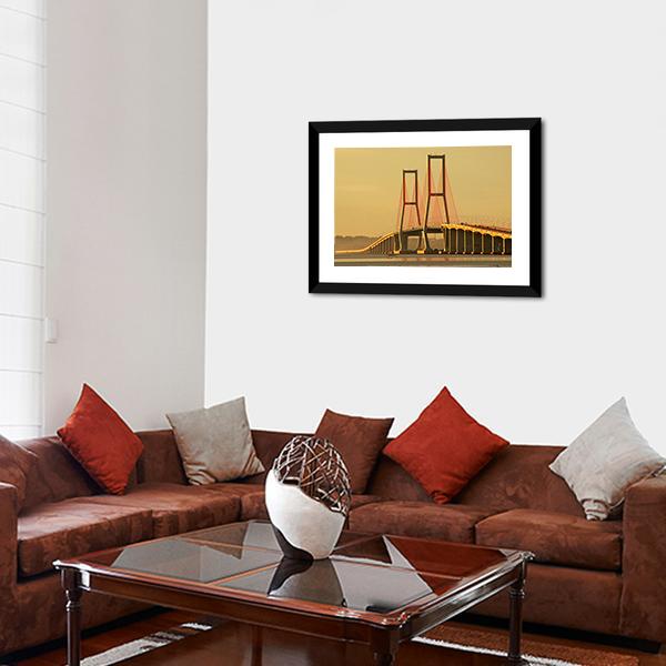 Suramadu Bridge Canvas Wall Art-3 Horizontal-Gallery Wrap-25" x 16"-Tiaracle