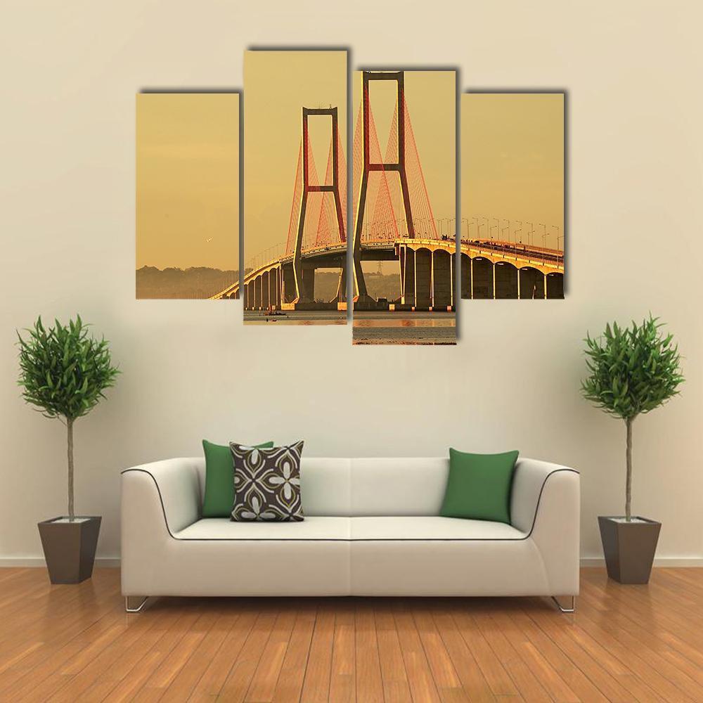Suramadu Bridge Canvas Wall Art-4 Pop-Gallery Wrap-50" x 32"-Tiaracle