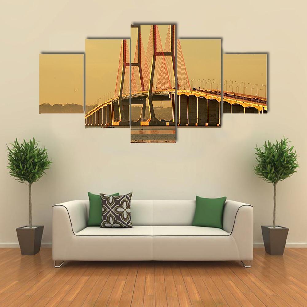Suramadu Bridge Canvas Wall Art-5 Star-Gallery Wrap-62" x 32"-Tiaracle