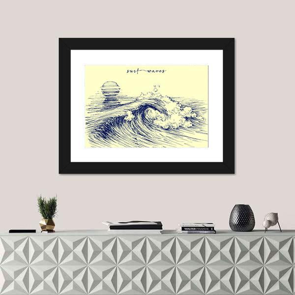 Surf Waves Sea Waves Canvas Wall Art-1 Piece-Framed Print-20" x 16"-Tiaracle