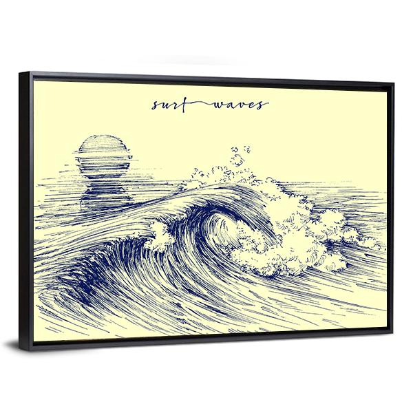 Surf Waves Sea Waves Canvas Wall Art-3 Horizontal-Gallery Wrap-25" x 16"-Tiaracle