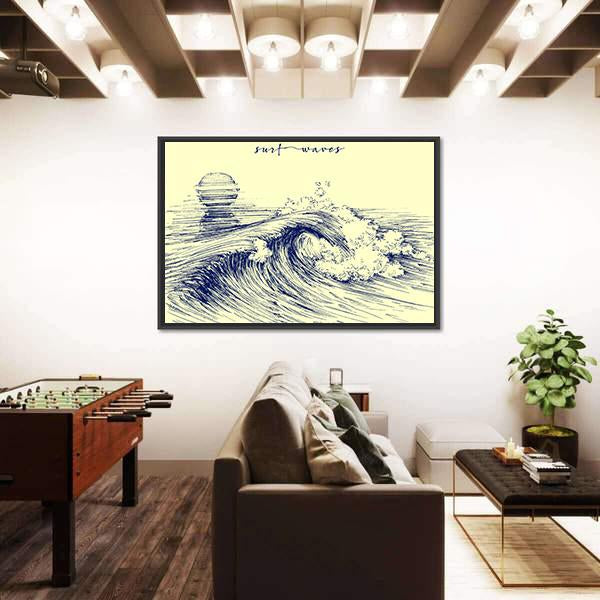 Surf Waves Sea Waves Canvas Wall Art-3 Horizontal-Gallery Wrap-25" x 16"-Tiaracle