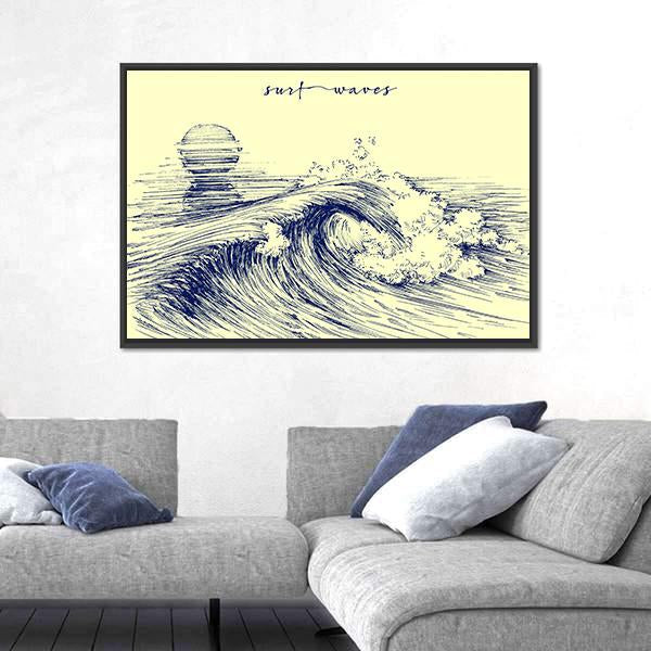 Surf Waves Sea Waves Canvas Wall Art-3 Horizontal-Gallery Wrap-25" x 16"-Tiaracle