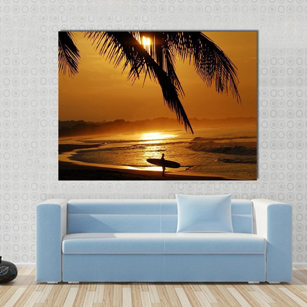 Surfer In Costa Rica Canvas Wall Art-1 Piece-Gallery Wrap-48" x 32"-Tiaracle