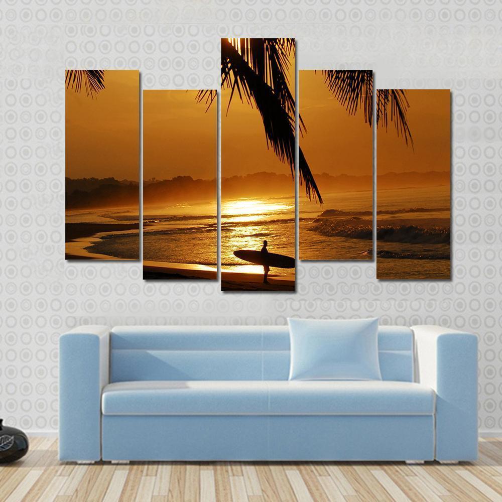 Surfer In Costa Rica Canvas Wall Art-5 Pop-Gallery Wrap-47" x 32"-Tiaracle