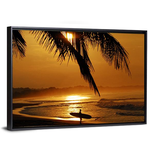 Surfer In Costa Rica Canvas Wall Art-3 Horizontal-Gallery Wrap-25" x 16"-Tiaracle