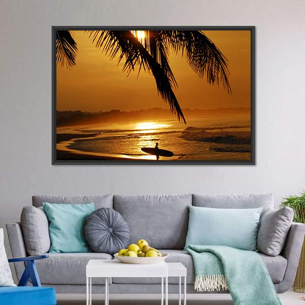 Surfer In Costa Rica Canvas Wall Art-3 Horizontal-Gallery Wrap-25" x 16"-Tiaracle