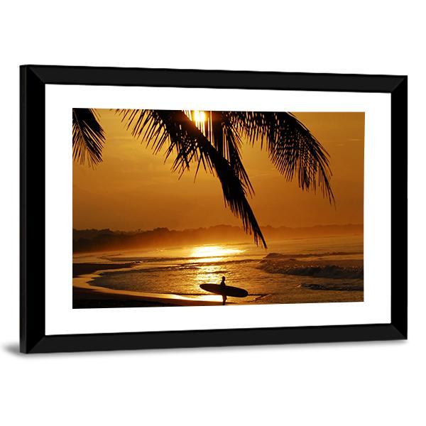 Surfer In Costa Rica Canvas Wall Art-3 Horizontal-Gallery Wrap-25" x 16"-Tiaracle