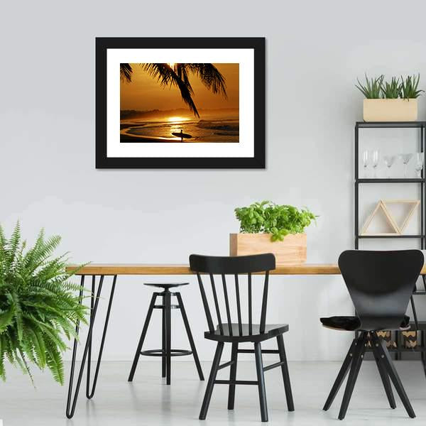 Surfer In Costa Rica Canvas Wall Art-3 Horizontal-Gallery Wrap-25" x 16"-Tiaracle