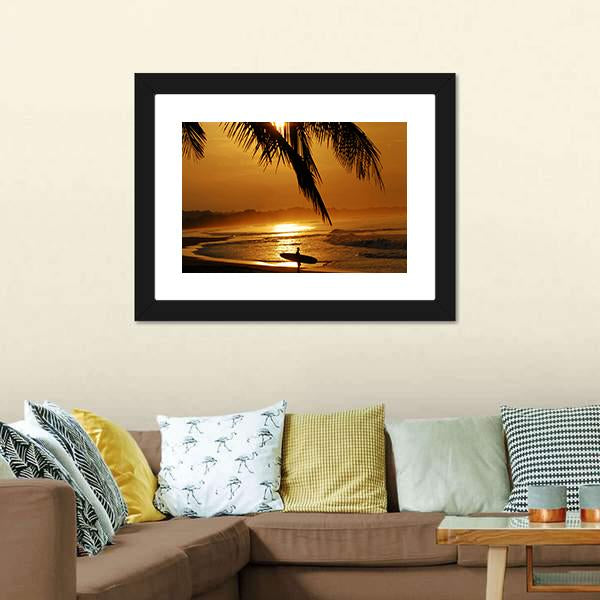 Surfer In Costa Rica Canvas Wall Art-3 Horizontal-Gallery Wrap-25" x 16"-Tiaracle