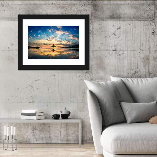 Surfer On Sea Shore Canvas Wall Art-3 Horizontal-Gallery Wrap-25" x 16"-Tiaracle