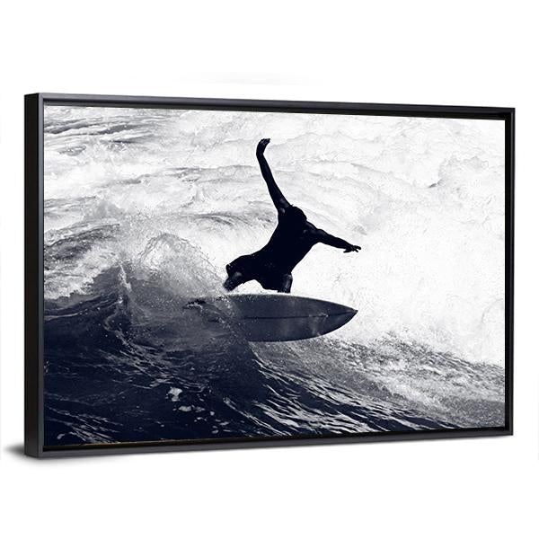 Surfer Riding The Waves Canvas Wall Art-3 Horizontal-Gallery Wrap-25" x 16"-Tiaracle