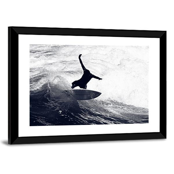 Surfer Riding The Waves Canvas Wall Art-3 Horizontal-Gallery Wrap-25" x 16"-Tiaracle