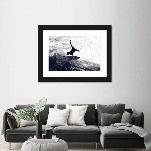 Surfer Riding The Waves Canvas Wall Art-3 Horizontal-Gallery Wrap-25" x 16"-Tiaracle