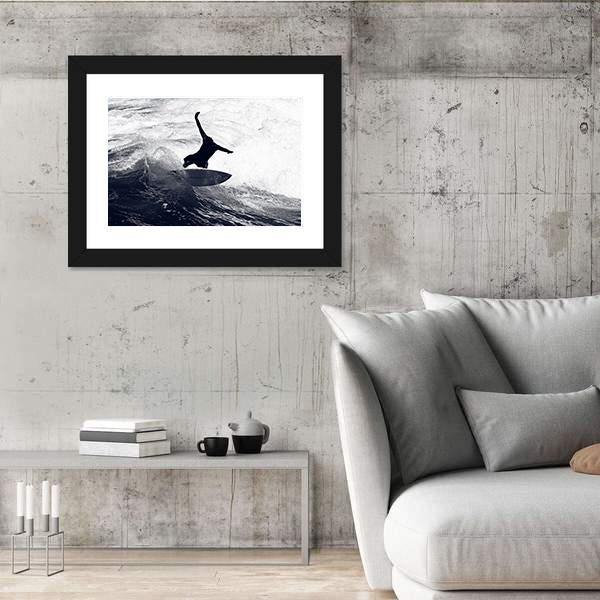 Surfer Riding The Waves Canvas Wall Art-3 Horizontal-Gallery Wrap-25" x 16"-Tiaracle