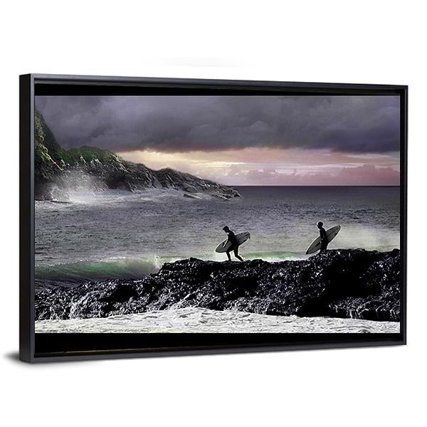 Surfers Going For Surfing Canvas Wall Art-3 Horizontal-Gallery Wrap-25" x 16"-Tiaracle