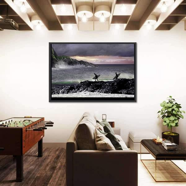 Surfers Going For Surfing Canvas Wall Art-3 Horizontal-Gallery Wrap-25" x 16"-Tiaracle