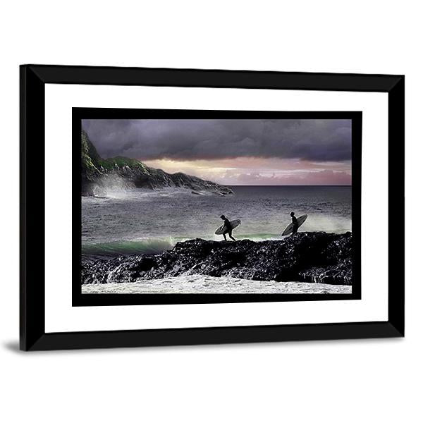 Surfers Going For Surfing Canvas Wall Art-3 Horizontal-Gallery Wrap-25" x 16"-Tiaracle