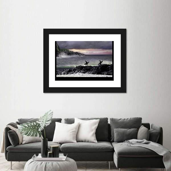 Surfers Going For Surfing Canvas Wall Art-3 Horizontal-Gallery Wrap-25" x 16"-Tiaracle