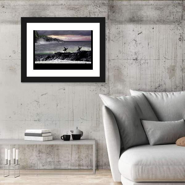 Surfers Going For Surfing Canvas Wall Art-3 Horizontal-Gallery Wrap-25" x 16"-Tiaracle