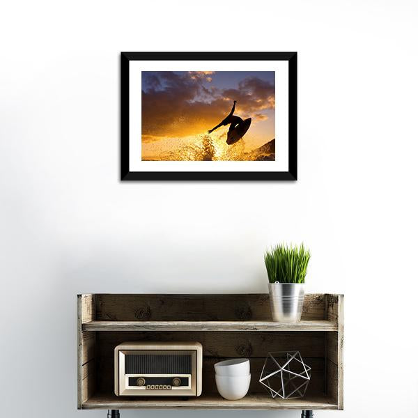 Surfing At Sunset Canvas Wall Art-3 Horizontal-Gallery Wrap-25" x 16"-Tiaracle