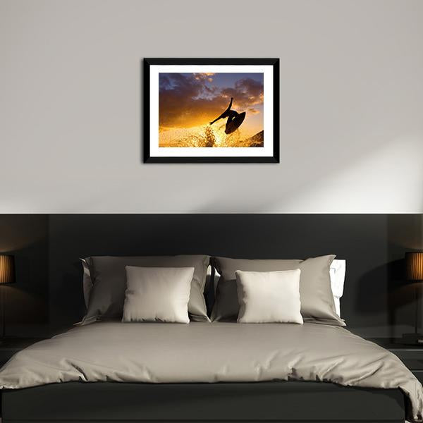 Surfing At Sunset Canvas Wall Art-3 Horizontal-Gallery Wrap-25" x 16"-Tiaracle