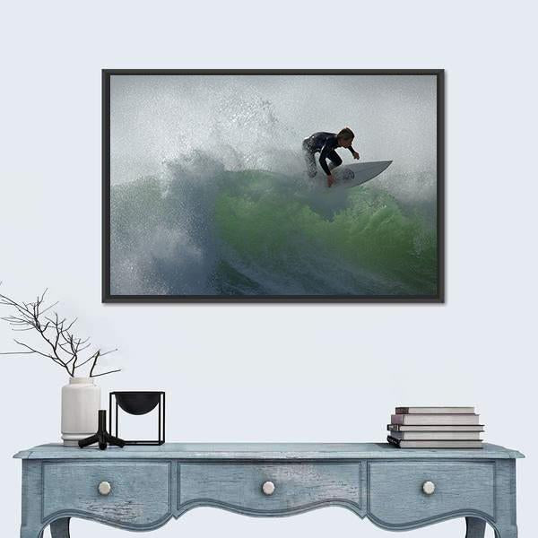 Surfing Floater Canvas Wall Art-1 Piece-Floating Frame-24" x 16"-Tiaracle