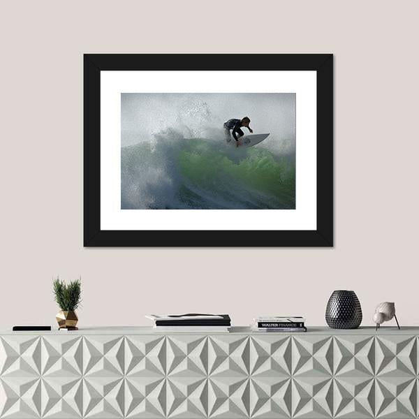 Surfing Floater Canvas Wall Art-1 Piece-Framed Print-20" x 16"-Tiaracle