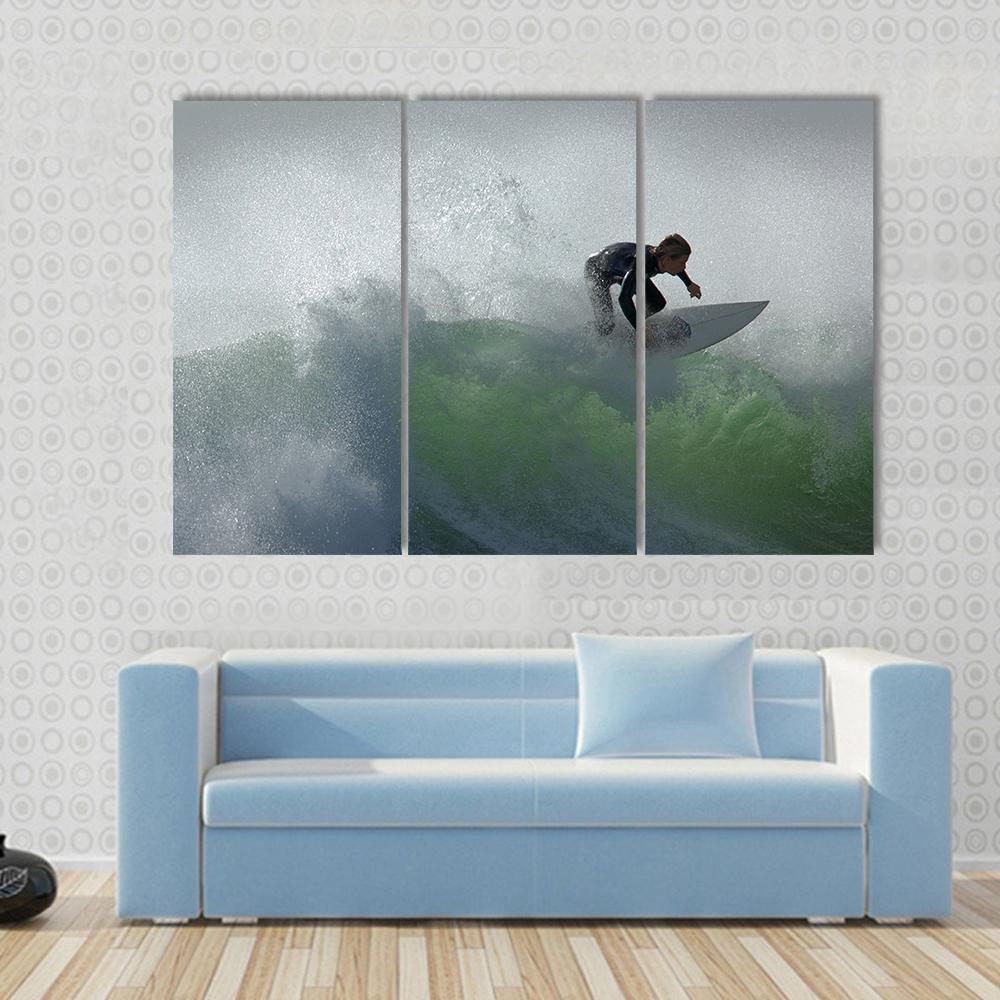 Surfing Floater Canvas Wall Art-3 Horizontal-Gallery Wrap-37" x 24"-Tiaracle