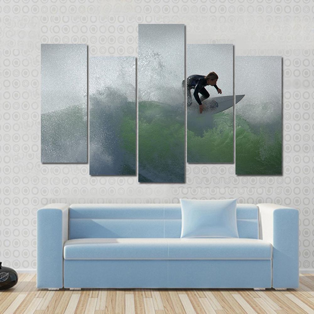 Surfing Floater Canvas Wall Art-5 Pop-Gallery Wrap-47" x 32"-Tiaracle