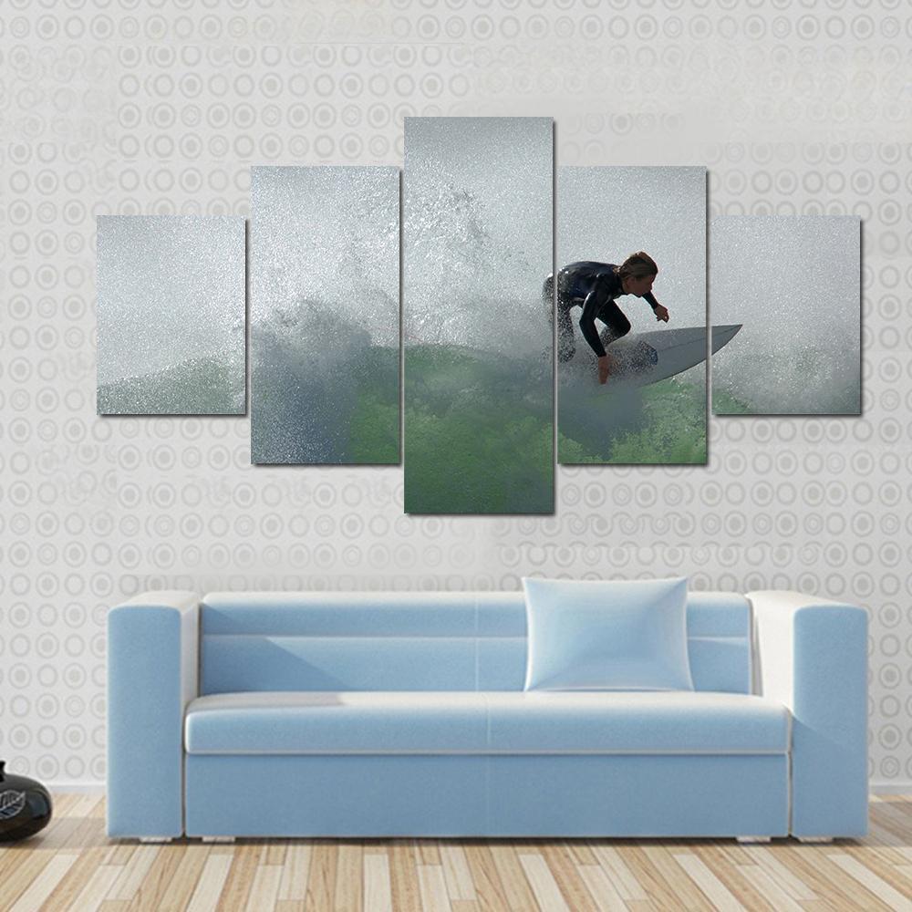 Surfing Floater Canvas Wall Art-5 Star-Gallery Wrap-62" x 32"-Tiaracle