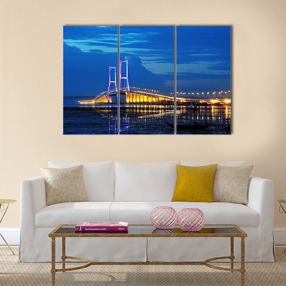 Surmadu Bridge Canvas Wall Art-3 Horizontal-Gallery Wrap-37" x 24"-Tiaracle