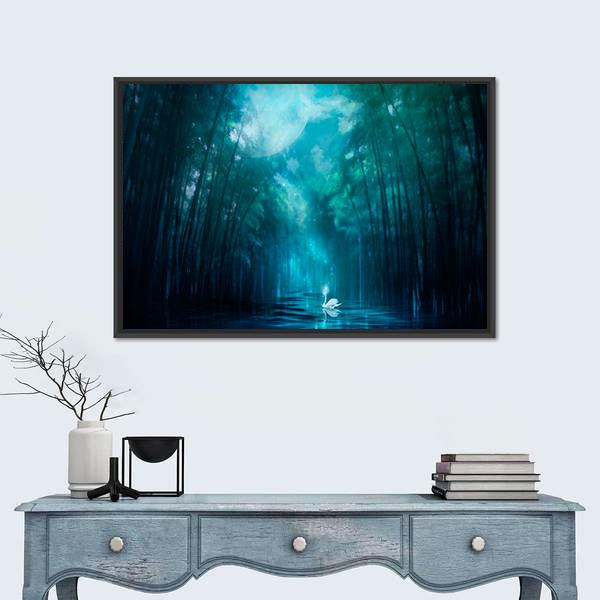 Swan Lake Canvas Wall Art-1 Piece-Floating Frame-24" x 16"-Tiaracle