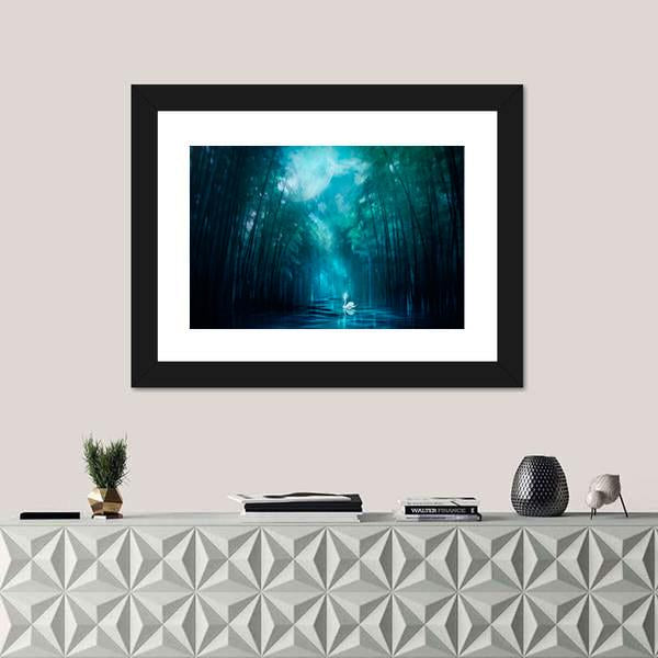Swan Lake Canvas Wall Art-1 Piece-Framed Print-20" x 16"-Tiaracle