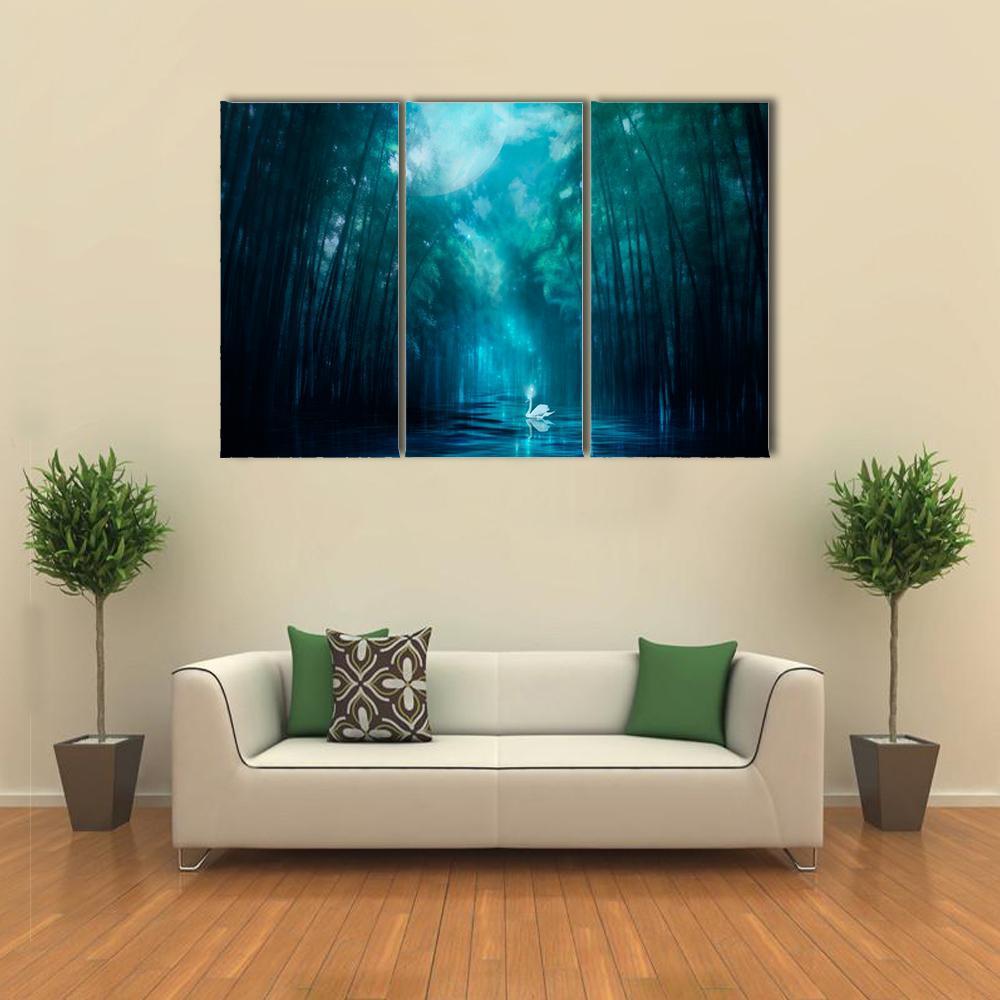 Swan Lake Canvas Wall Art-3 Horizontal-Gallery Wrap-37" x 24"-Tiaracle