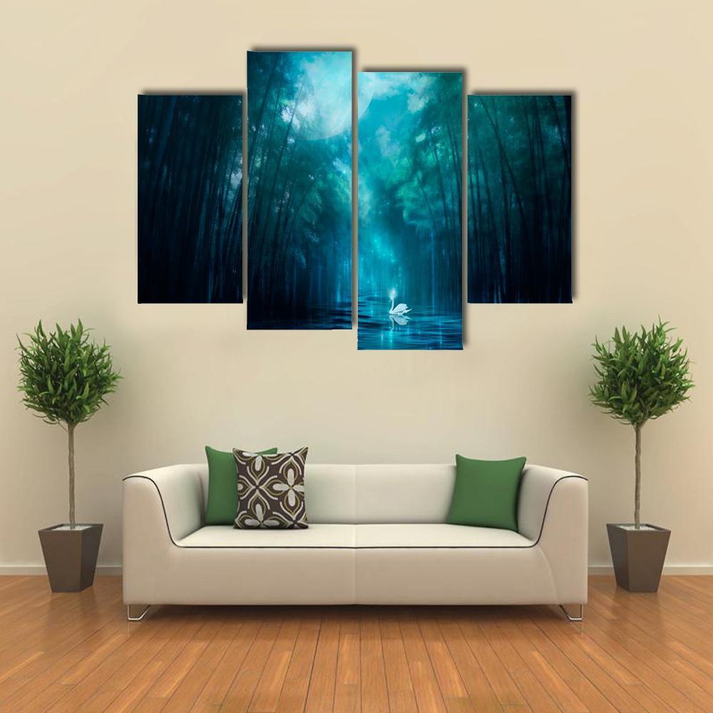 Swan Lake Canvas Wall Art-4 Pop-Gallery Wrap-50" x 32"-Tiaracle